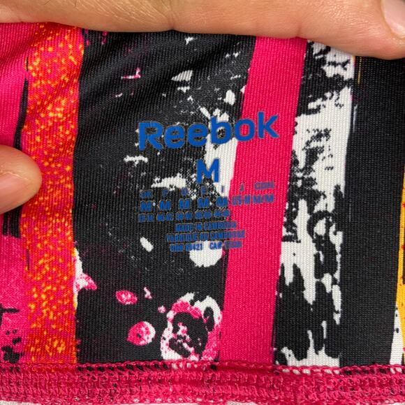 Reebok Capri Leggings Womens Size M Multicolor Abstract Print Stretch Activewear - Picture 6 of 10